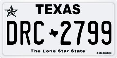 TX license plate DRC2799