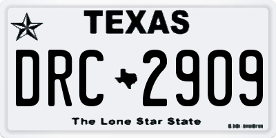 TX license plate DRC2909