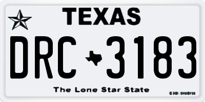 TX license plate DRC3183