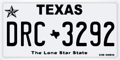 TX license plate DRC3292