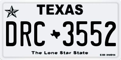 TX license plate DRC3552