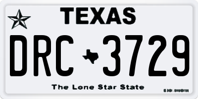 TX license plate DRC3729