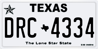 TX license plate DRC4334