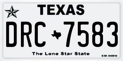 TX license plate DRC7583