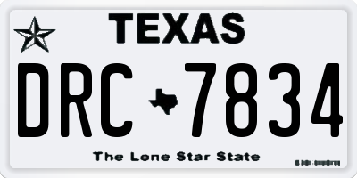 TX license plate DRC7834