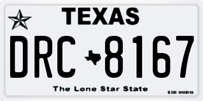 TX license plate DRC8167