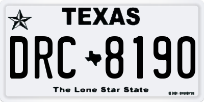 TX license plate DRC8190