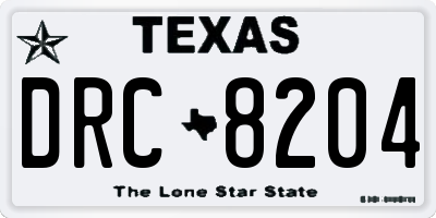 TX license plate DRC8204