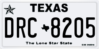 TX license plate DRC8205