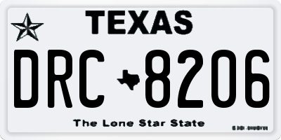 TX license plate DRC8206