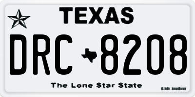 TX license plate DRC8208