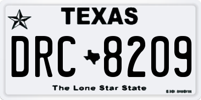 TX license plate DRC8209