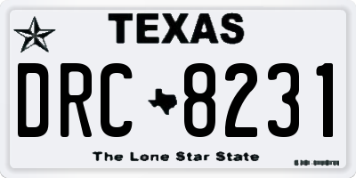 TX license plate DRC8231