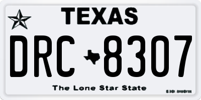 TX license plate DRC8307