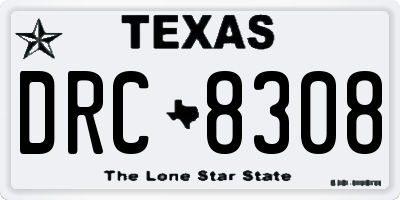 TX license plate DRC8308