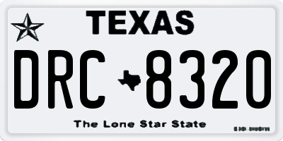 TX license plate DRC8320