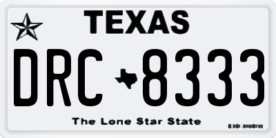 TX license plate DRC8333