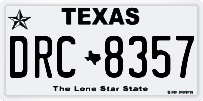 TX license plate DRC8357