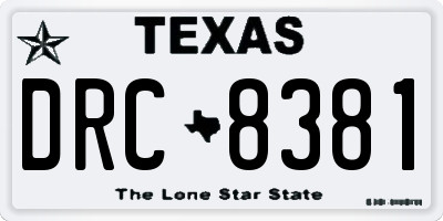 TX license plate DRC8381