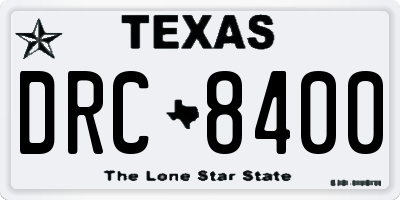 TX license plate DRC8400