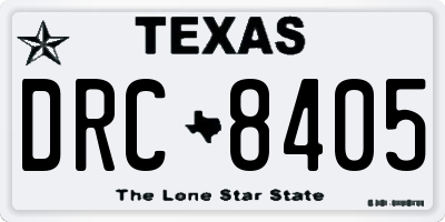 TX license plate DRC8405