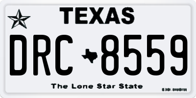 TX license plate DRC8559