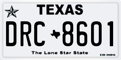 TX license plate DRC8601