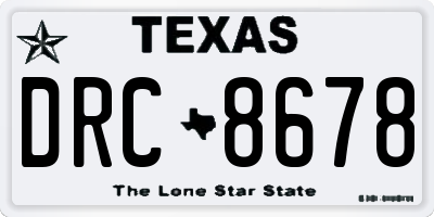 TX license plate DRC8678