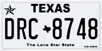 TX license plate DRC8748