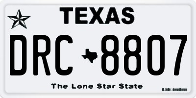 TX license plate DRC8807