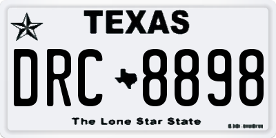 TX license plate DRC8898