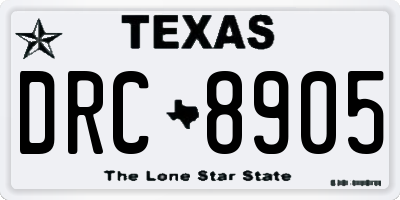 TX license plate DRC8905