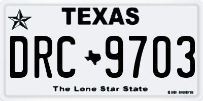 TX license plate DRC9703