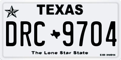 TX license plate DRC9704