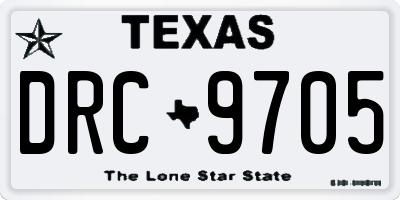 TX license plate DRC9705