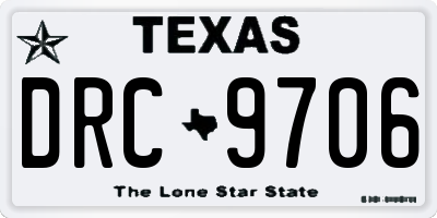 TX license plate DRC9706