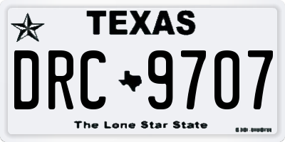 TX license plate DRC9707