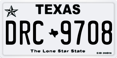 TX license plate DRC9708