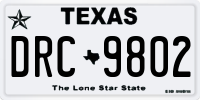 TX license plate DRC9802