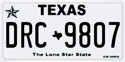 TX license plate DRC9807