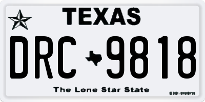 TX license plate DRC9818