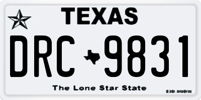 TX license plate DRC9831