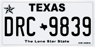 TX license plate DRC9839