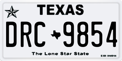 TX license plate DRC9854