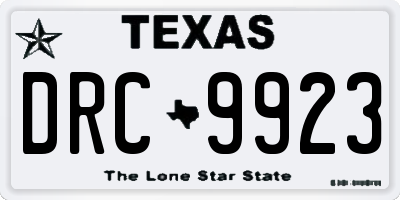 TX license plate DRC9923