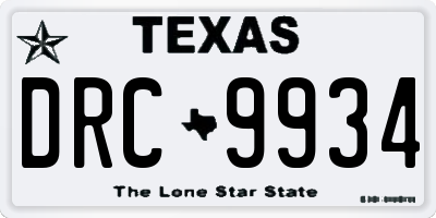 TX license plate DRC9934