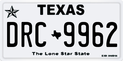 TX license plate DRC9962