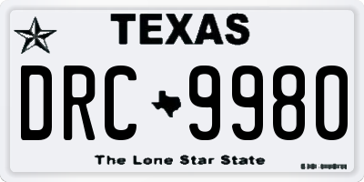 TX license plate DRC9980