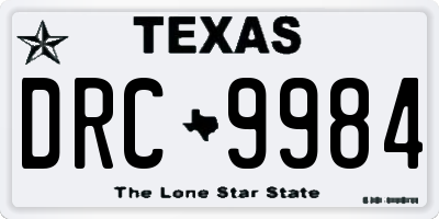 TX license plate DRC9984