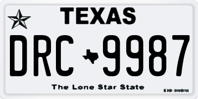 TX license plate DRC9987